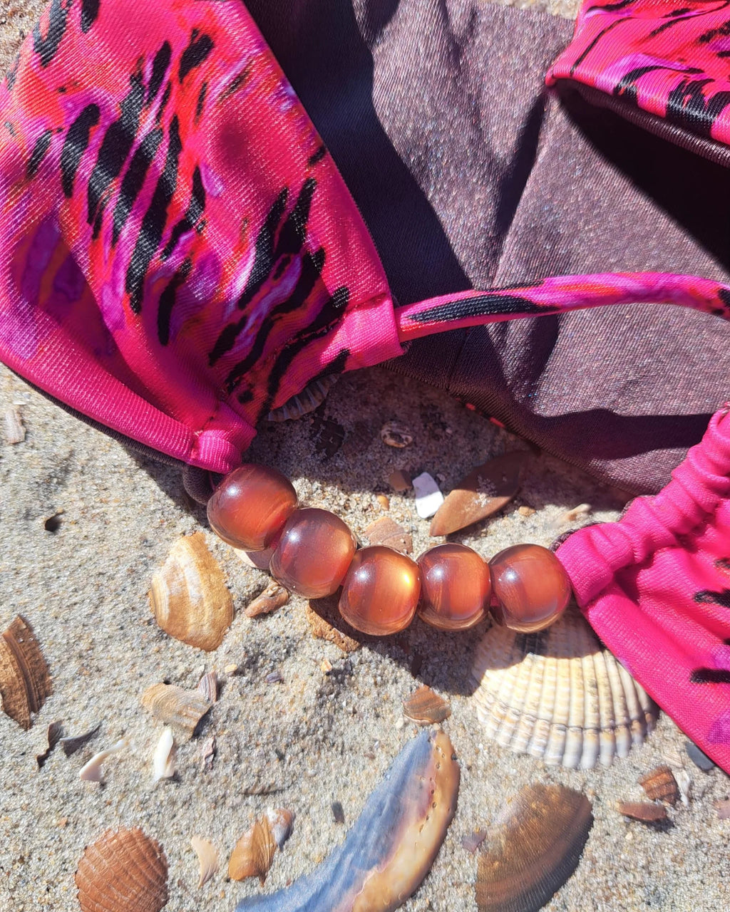 Pink Palm Beaded Top